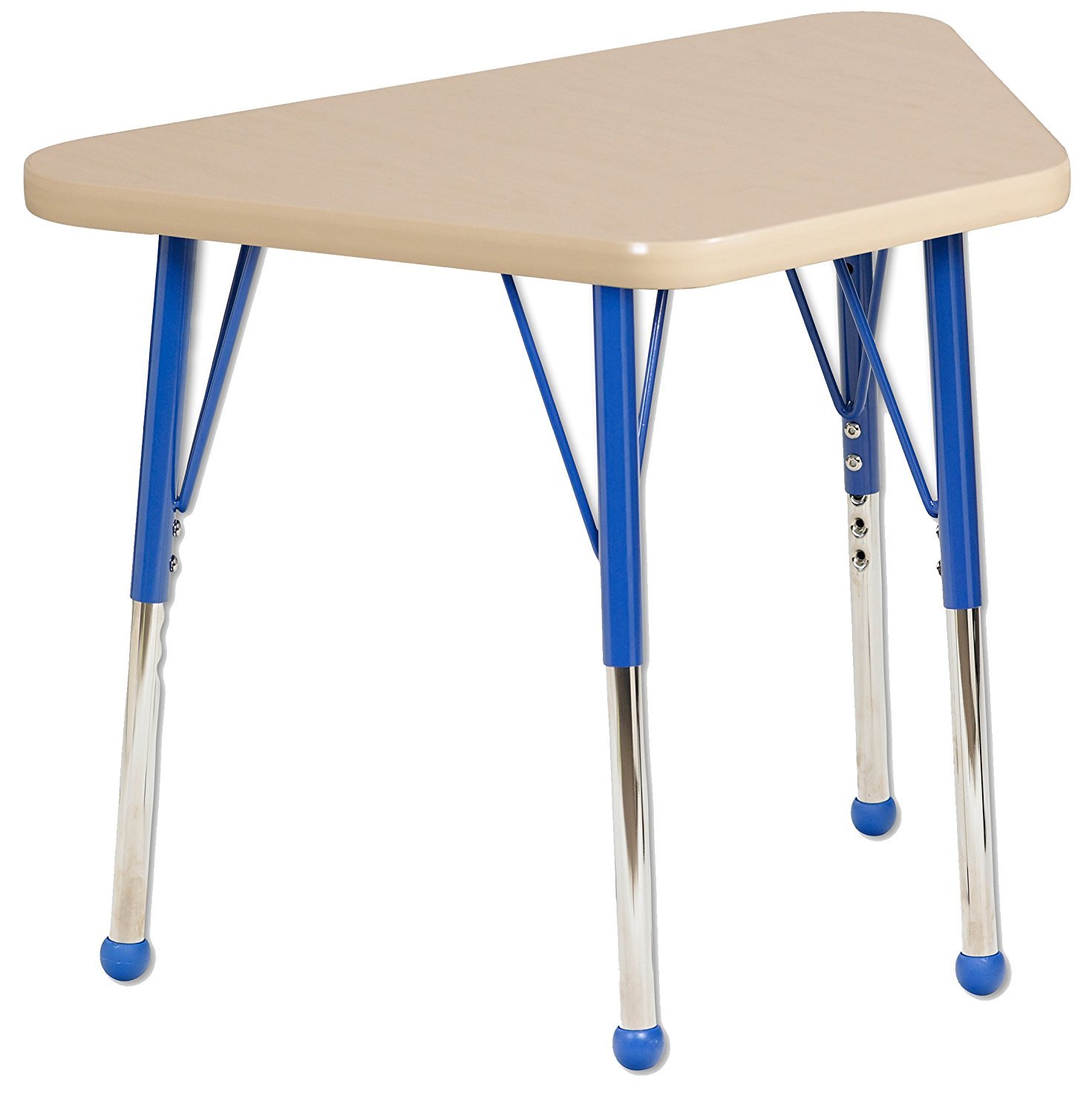 ECR4Kids 18"" x 30"" Adjustable Learning Activity Table, Maple/Blue - Standard Leg, Ball Glide