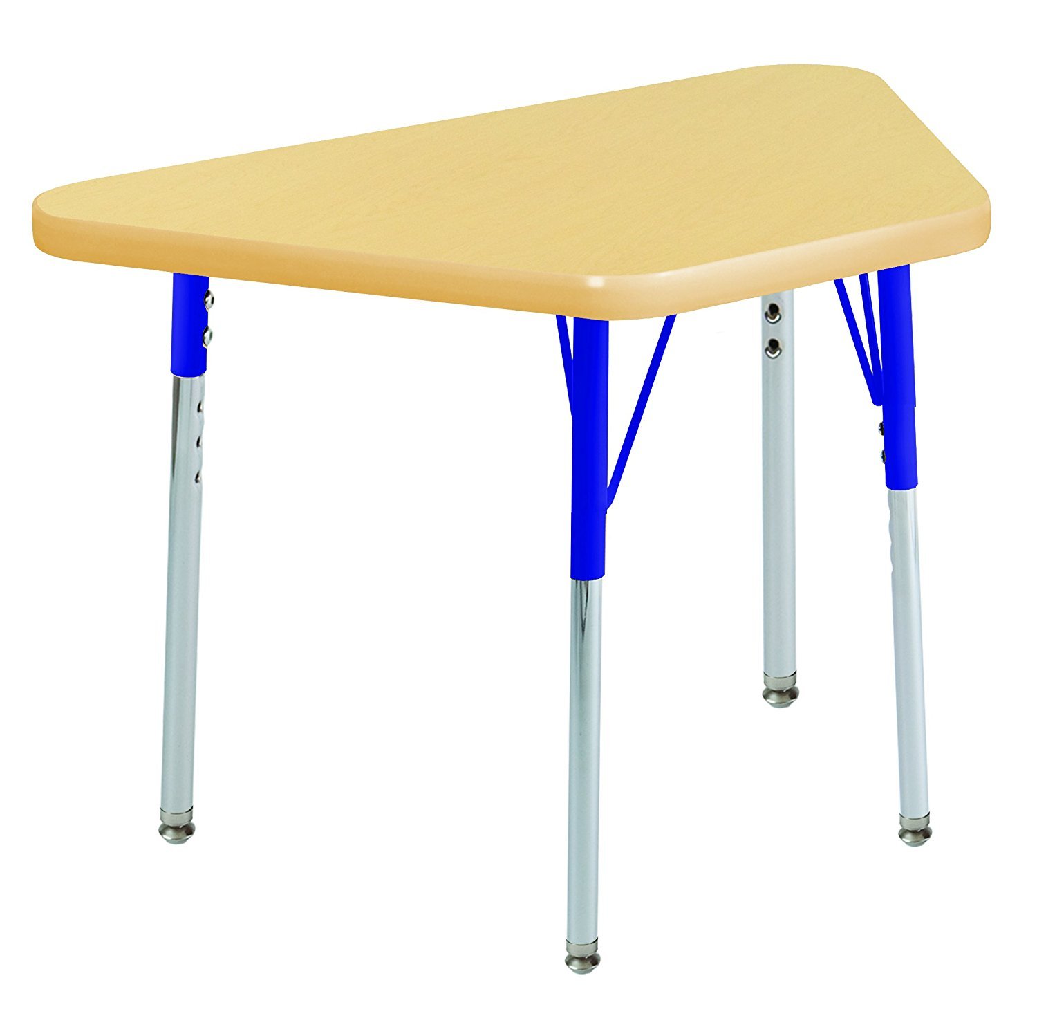 ECR4Kids 18"" x 30"" Adjustable Learning Activity Table, Maple/Blue - Standard Leg, Swivel Glide