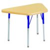 ECR4Kids 18"" x 30"" Adjustable Learning Activity Table, Maple/Blue - Standard Leg, Swivel Glide