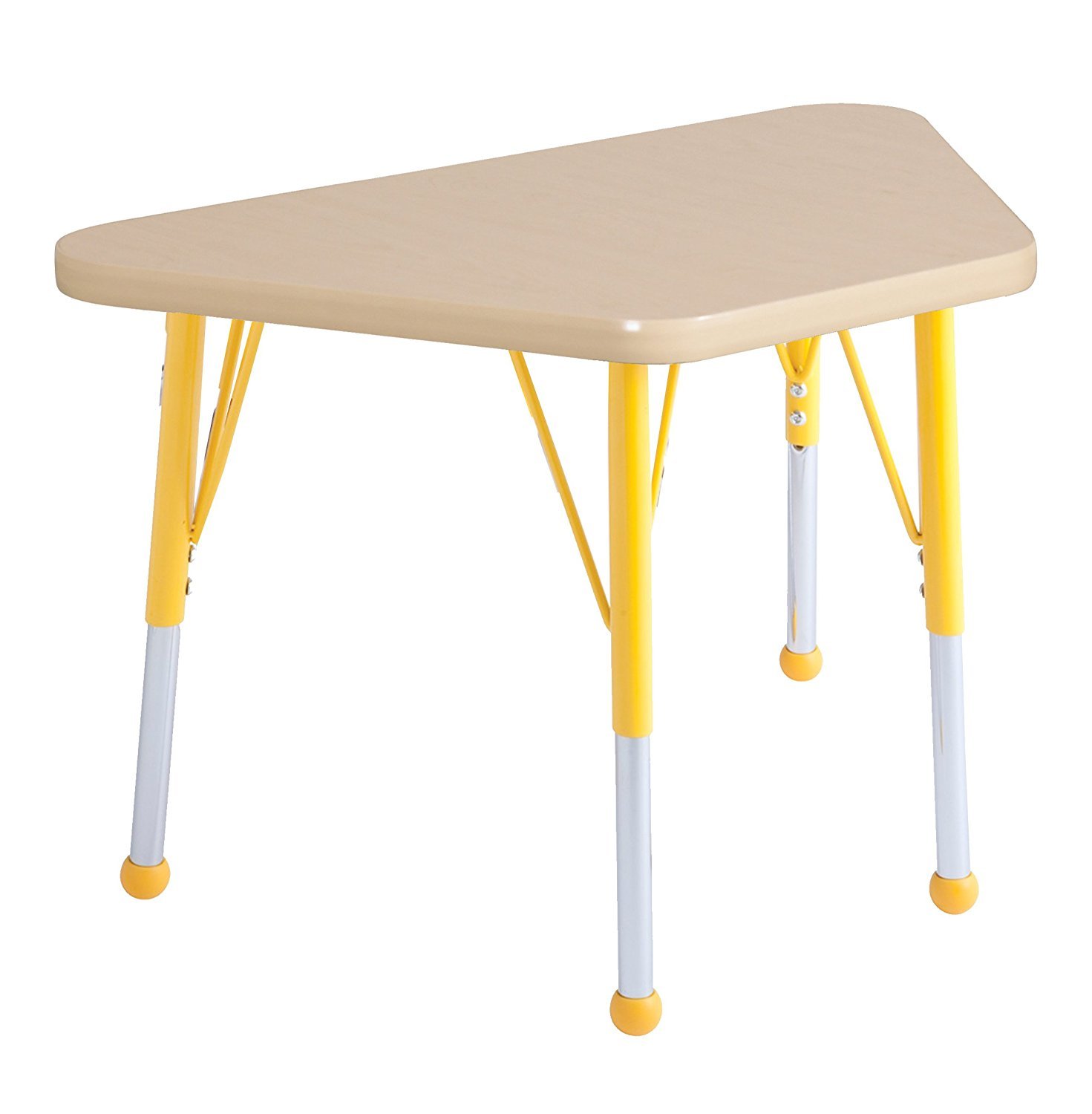 ECR4Kids 18"" x 30"" Adjustable Learning Activity Table, Maple/Yellow - Standard Leg, Ball Glide