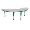 ECR4Kids Adjustable Activity Table - Half Moon 36"" X 72"" Chunky Leg --Grey/Green