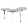 ECR4Kids Adjustable Activity Table - Half Moon 36"" X 72"" Toddler Leg with Ball Glide --Grey/Green