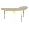 ECR4Kids Adjustable Activity Table - Half Moon 36"" X 72"" Toddler Leg with Ball Glide -Grey/Yellow