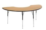 ECR4Kids Adjustable Activity Table - Half Moon 36"" X 72"" Chunky Leg - Oak/Black