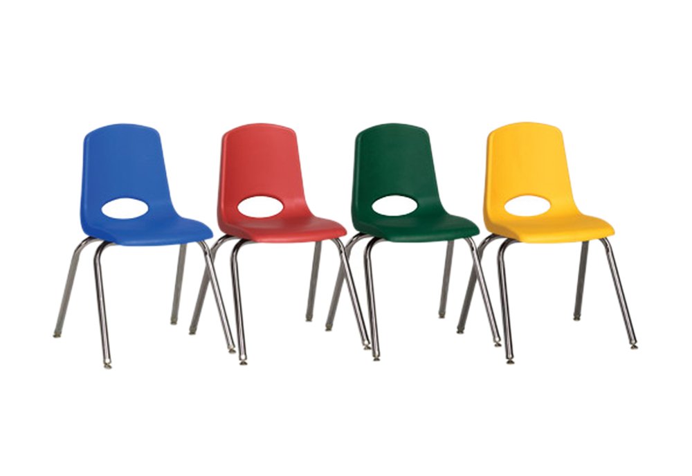 ECR4Kids Preschool Classroom Kids 16"" Stack Chair with Chrome Legs 6 Piece - ASG