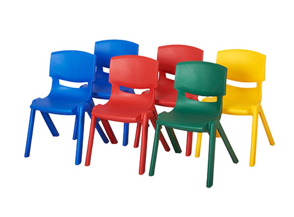 ECR4Kids Preschool Classroom Kids 12"" Assorted Resin Chair Pack 6 Piece