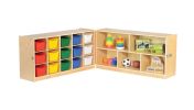 ECR4Kids Children Preschool Fold And Lock 15 Cubby Tray Cabinet with 24"" Storage