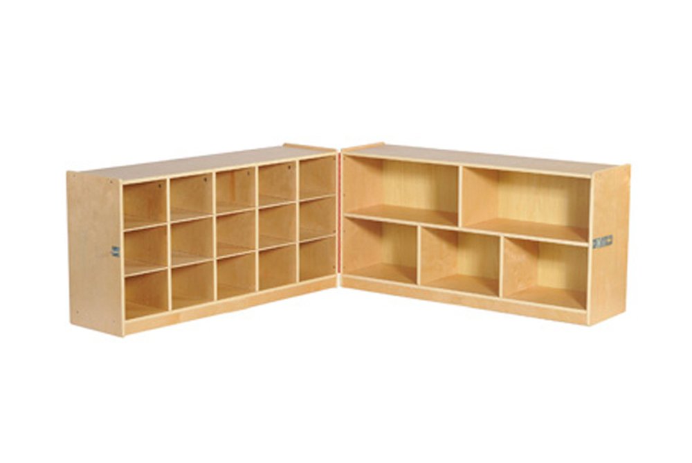 ECR4Kids Fold And Lock 15 Tray Cabinet And 24"" Storage with Assorted Color Scoop Front Bins
