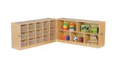 ECR4Kids Fold And Lock 15 Tray Cabinet And 24"" Storage with Clear Color Scoop Front Bins