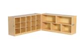 ECR4Kids Fold And Lock 15 Tray Cabinet And 24"" Storage with Sand Color Scoop Front Bins