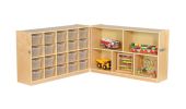 ECR4Kids Children Preschool Fold And Lock 20 Tray Cabinet And 30"" Storage - Clear
