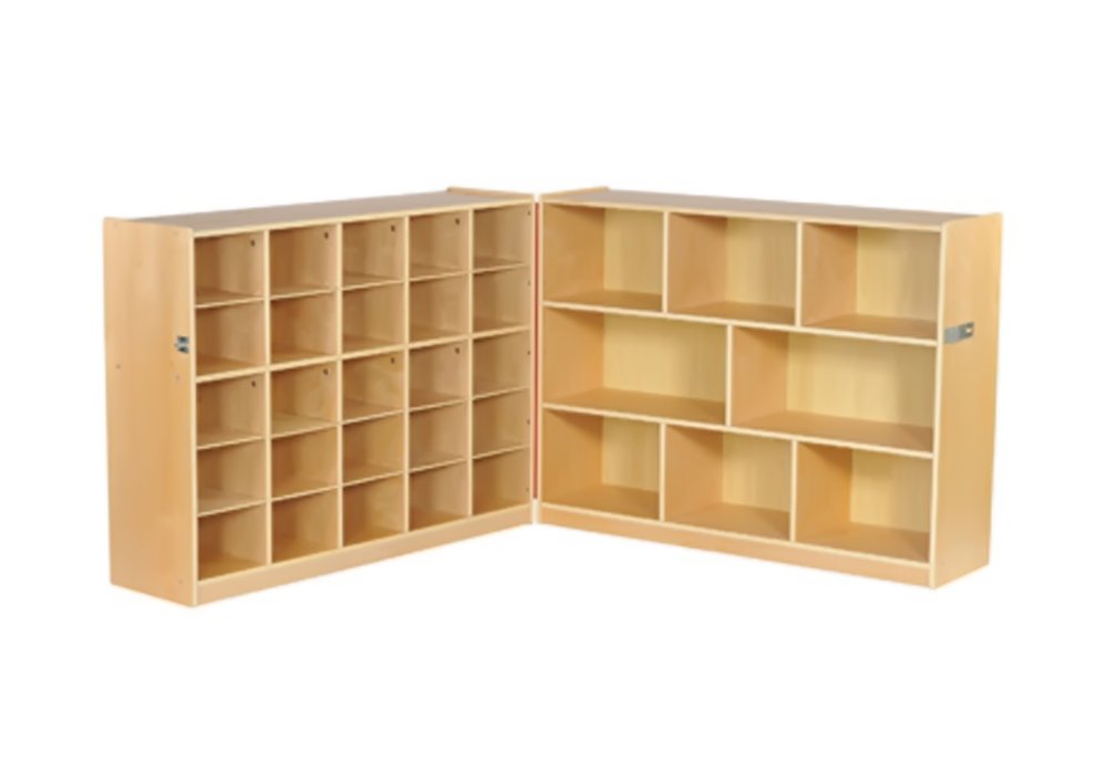 ECR4Kids Fold And Lock 25 Cubby Tray Cabinet with 36"" Storage