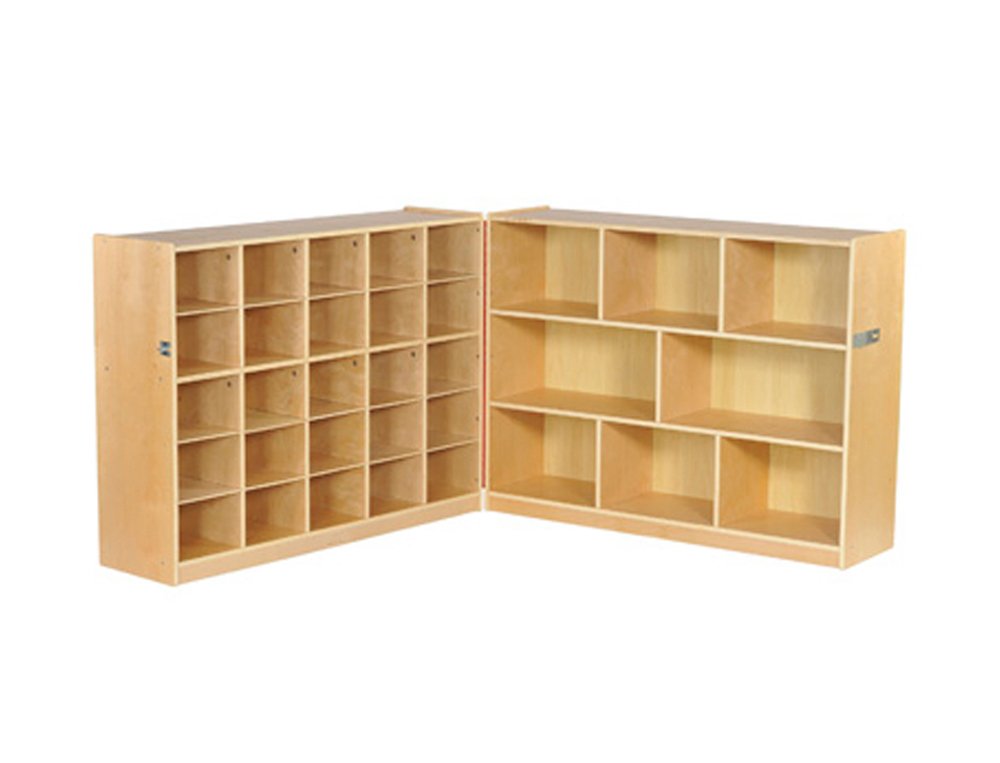 ECR4Kids Fold And Lock 25 Tray Cabinet And 36"" Storage with Assorted Color Scoop Front Bins