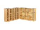 ECR4Kids Fold And Lock 25 Tray Cabinet And 36"" Storage with Sand Color Scoop Front Bins