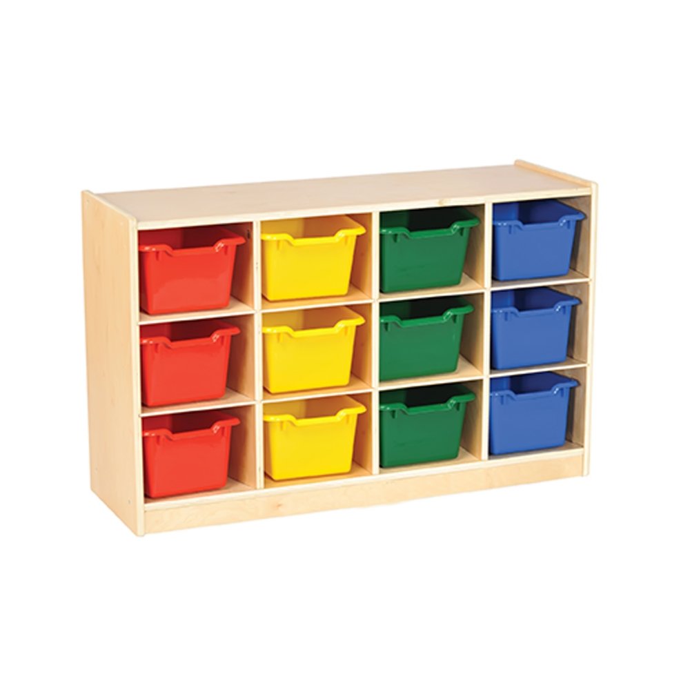 ECR4kids ECR4kids Birch12 Cubby Tray Cabinet with Assorted Bins