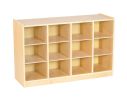 ECR4kids Birch12 Cubby Tray Cabinet with Clear Bins