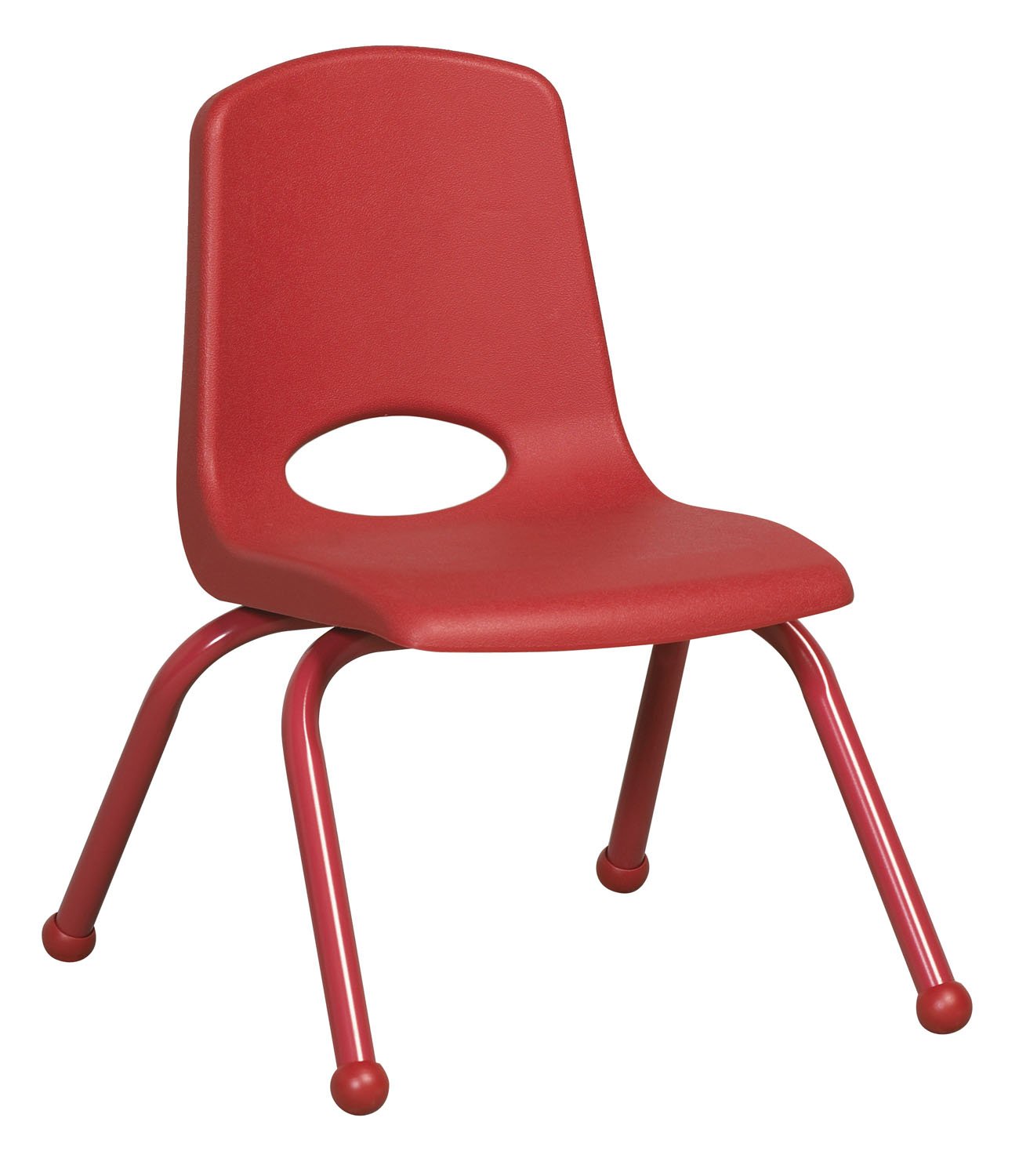 ECR4Kids Preschool Classroom Kids 12"" Stack Chair Matching Legs Red - 6 Pack