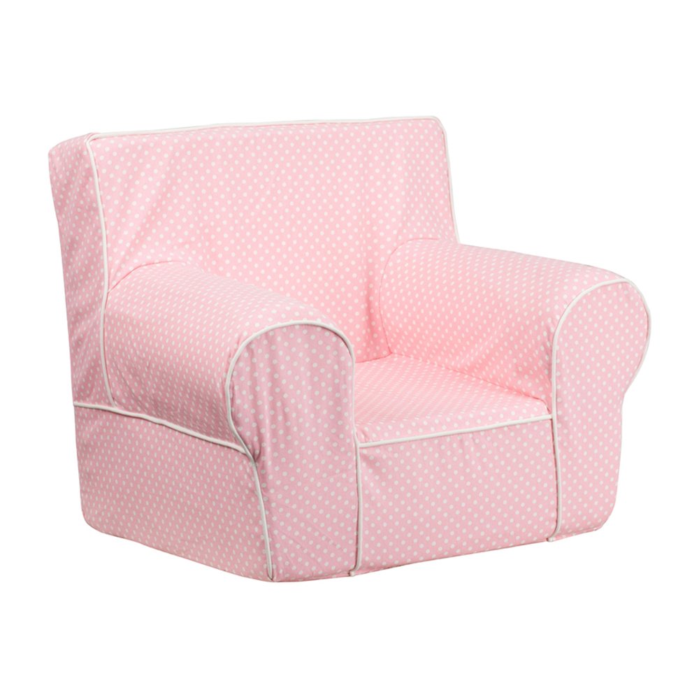 Flash Furniture Small Light Pink Dot Kids Chair with White Piping [DG-CH-KID-DOT-PK-GG]