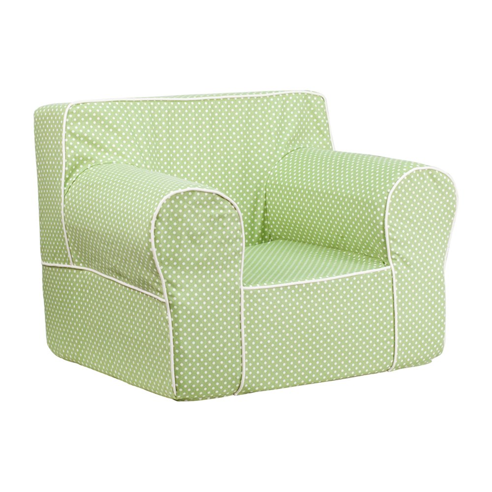 Flash Furniture Oversized Green Dot Kids Chair with White Piping [DG-LGE-CH-KID-DOT-GRN-GG]
