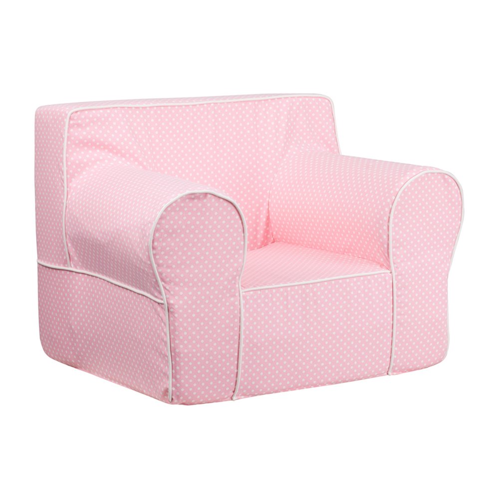 Flash Furniture Oversized Light Pink Dot Kids Chair with White Piping [DG-LGE-CH-KID-DOT-PK-GG]