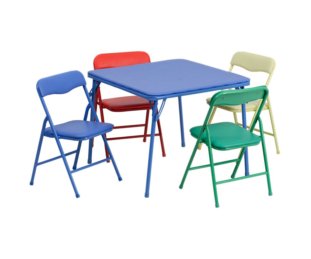 Kids Colorful 5 Piece Folding Table and Chair Set [JB-9-KID-GG]