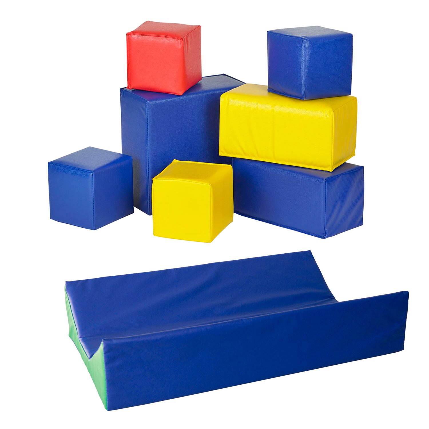 Karma Baby 7-Piece Toddler Block Set + SoftZone Baby Diaper Changer, Primary- Bundled