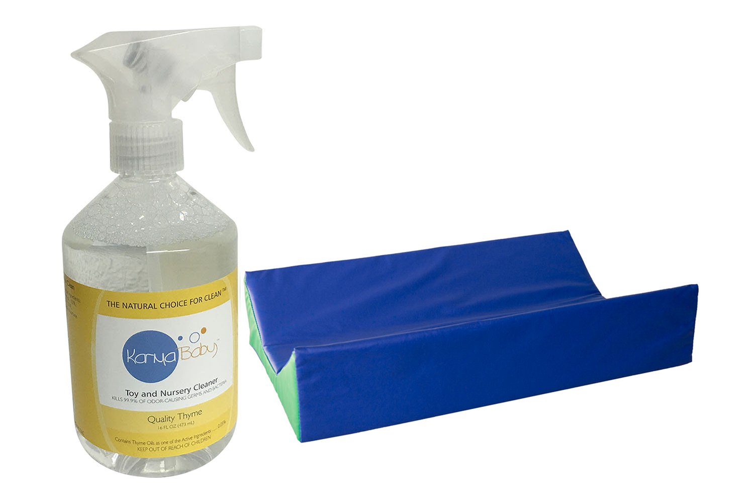 Karma Baby Organic Cleaner for Toys and Nursery, 16 FL OZ + SoftZone Baby Diaper Changer, Primary