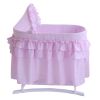 Lamont Home Newborn Good Night Baby Bassinet with Full Pink Gingham Skirt