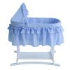 Lamont Home Newborn Good Night Baby Bassinet with Half Blue Gingham Skirt