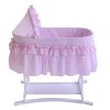 Lamont Home Newborn Good Night Baby Bassinet with Half Pink Gingham Skirt