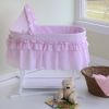 Lamont Home Newborn Good Night Baby Bassinet with Half Pink Gingham Skirt