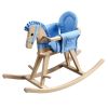 Teamson Kids Children Safari Natural Rocking Horse with Blue Pad