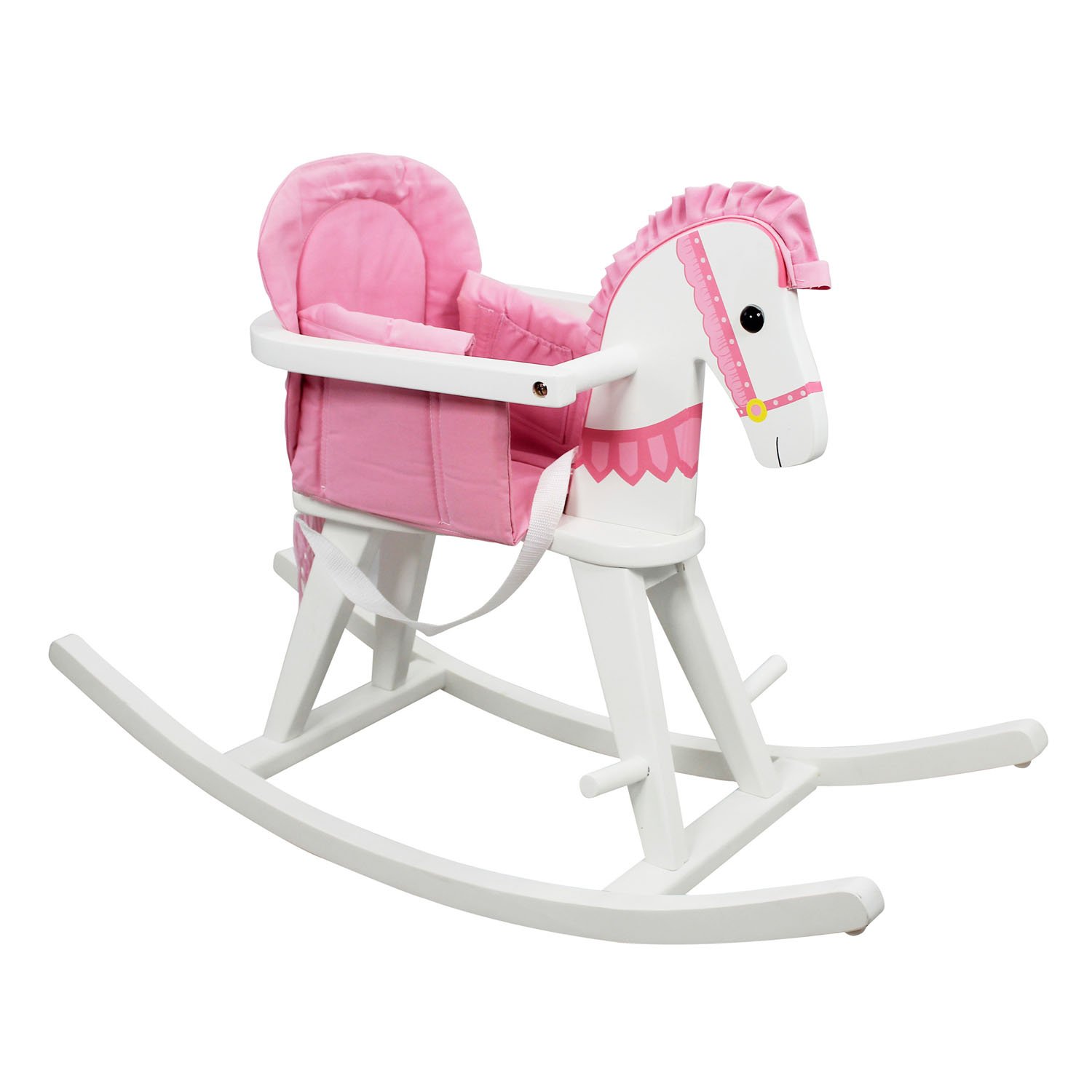 Teamson Kids Children Safari White Rocking Horse with Pink Pad