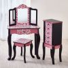 Teamson Kids Dollhouse Furniture Leopard Vanity Table and Stool Set