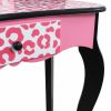 Teamson Kids Dollhouse Furniture Leopard Vanity Table and Stool Set