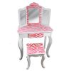Teamson Kids Dollhouse Furniture Zebra Vanity Table and Stool Set