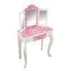 Teamson Kids Dollhouse Furniture Zebra Vanity Table and Stool Set