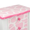 Teamson Kids Dollhouse Furniture Fashion Prints Jewelry Chest Armoire - Giraffe (Baby Pink / White)