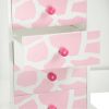 Teamson Kids Dollhouse Furniture Fashion Prints Jewelry Chest Armoire - Giraffe (Baby Pink / White)