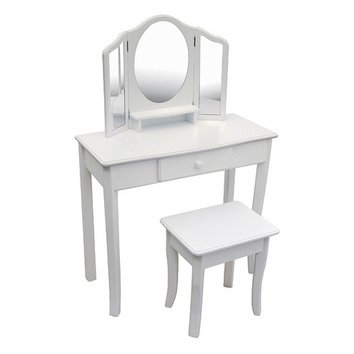 Classic White Vanity and Stool