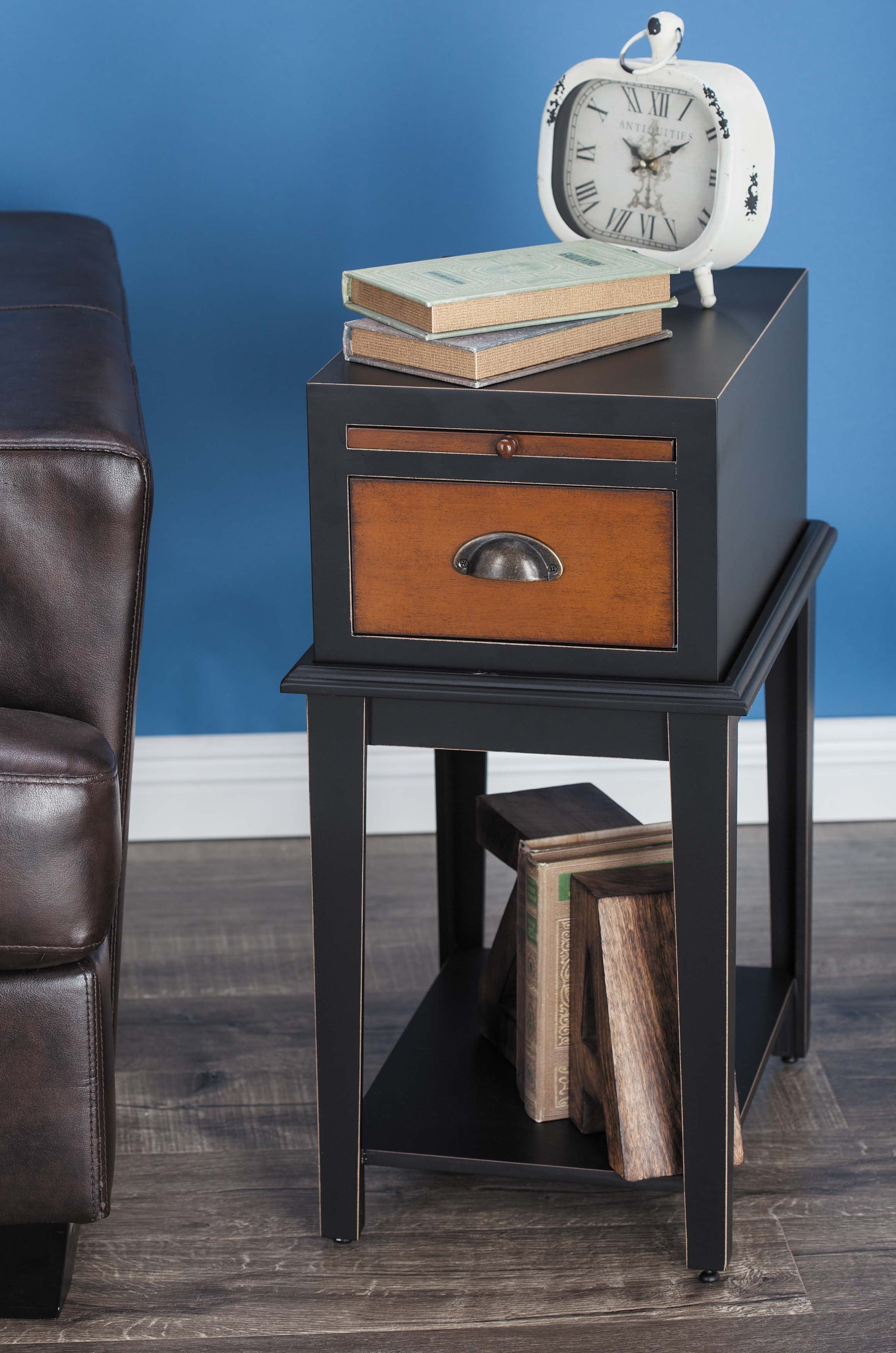 Elegant wood black side table, black